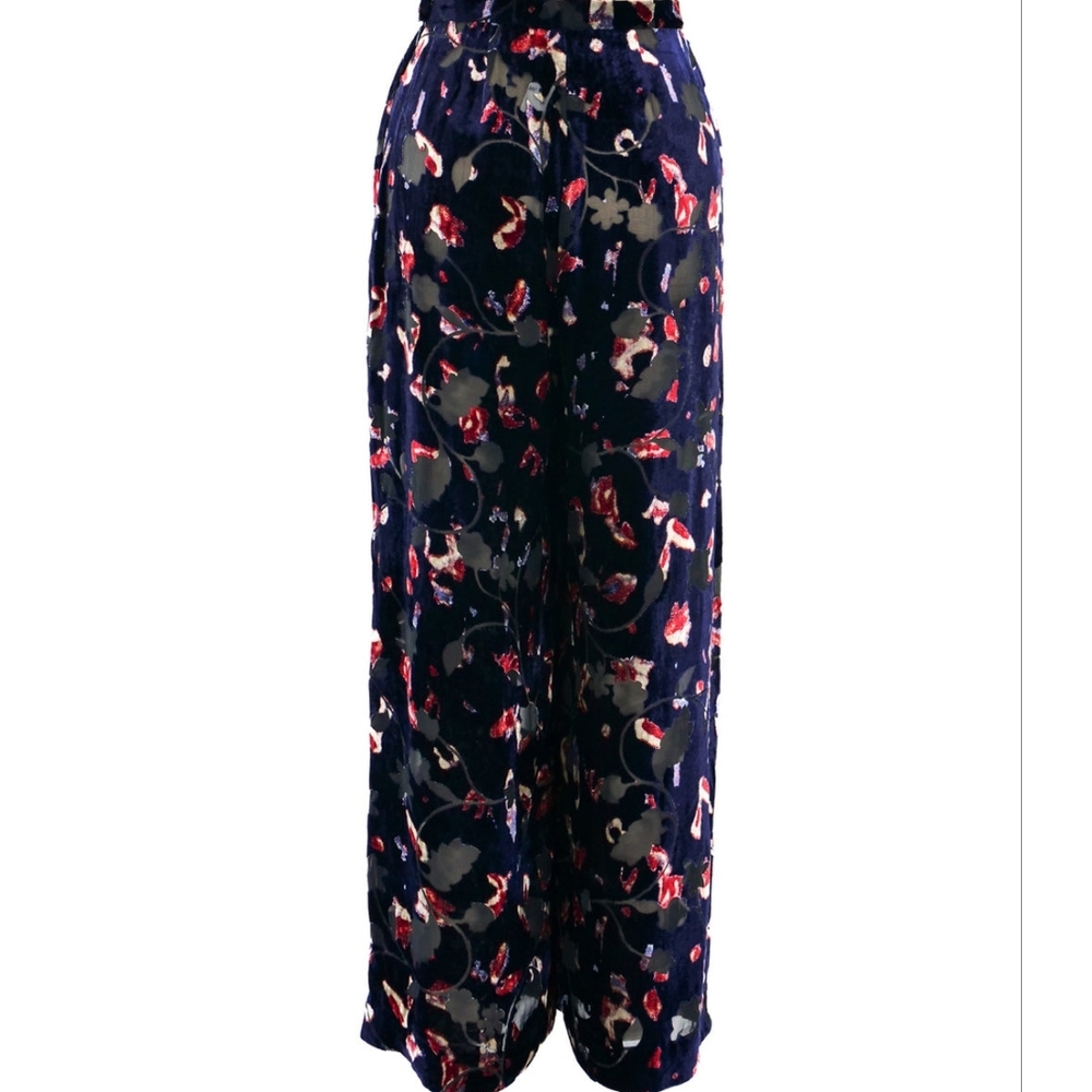 CHANEL Navy Floral Wide Leg Pants